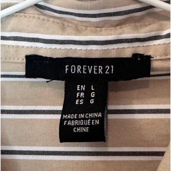 Forever 21 striped button up shirt and pull-on shorts set women's size L - Picture 7 of 13